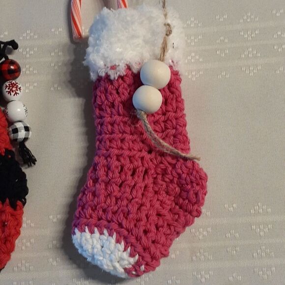 6 pc.hand crocheted sock ornaments - Picture 4 of 9
